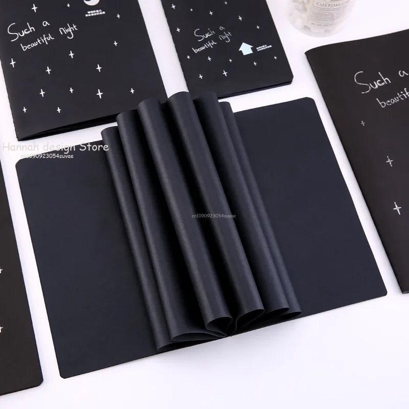 Diary Notebook Black Paper Notebook Diary Notepad Sketch Graffiti Notebook for Drawing Painting Office School Stationery Gifts