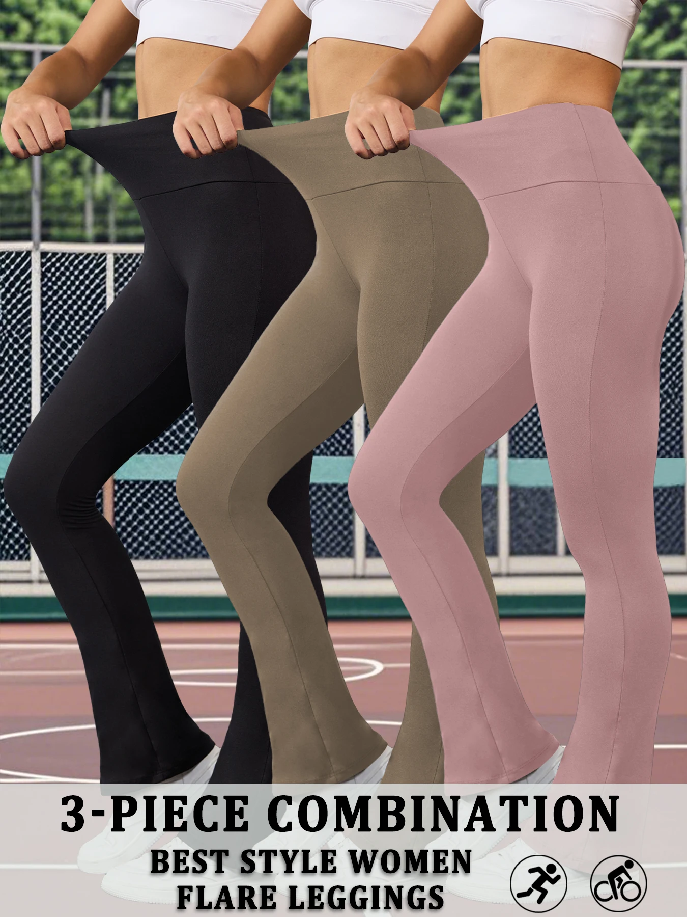 Paquete de 3 pantalones acampanados súper suaves para mujer, cintura alta, Control de barriga, entrenamiento, Yoga, Push Up, gimnasio, Fitness, mallas largas, pantalones acampanados