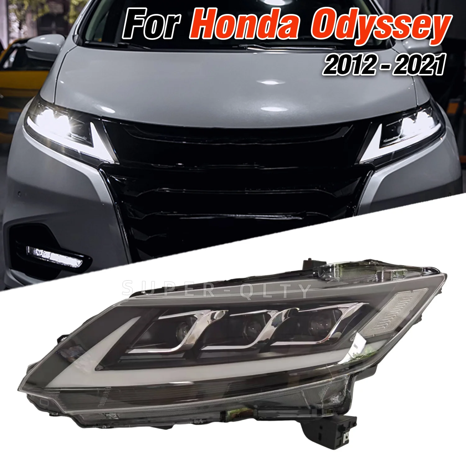 Headlights for Honda Odyssey 2012-2021 Headlamp Upgrade with Daytime Running Lights LED Lens Car Light Assembly 2 PCS