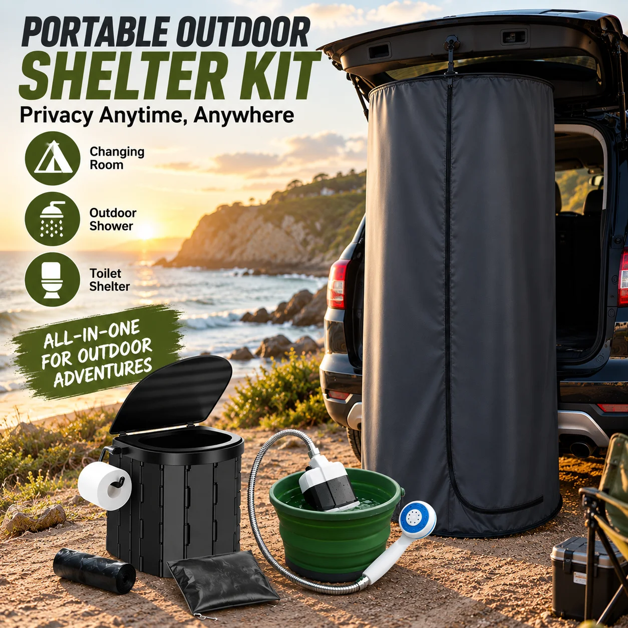 Outdoor Camping Toilet Tent - Portable Outdoor Emergency Kit - SUV