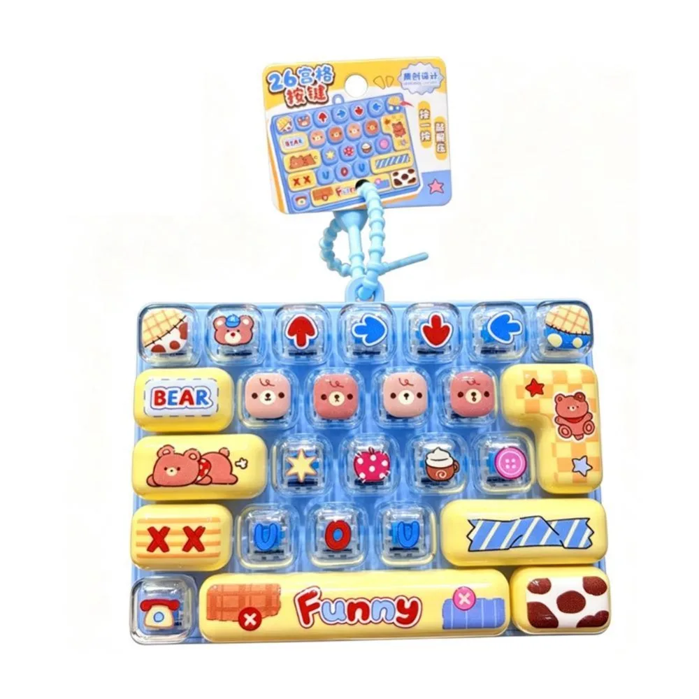 26-Key Decompression Button Transparent Dual-Tone Cute Design Mini Keyboard Pendant Simulation Keyboard Keyboard Keychain