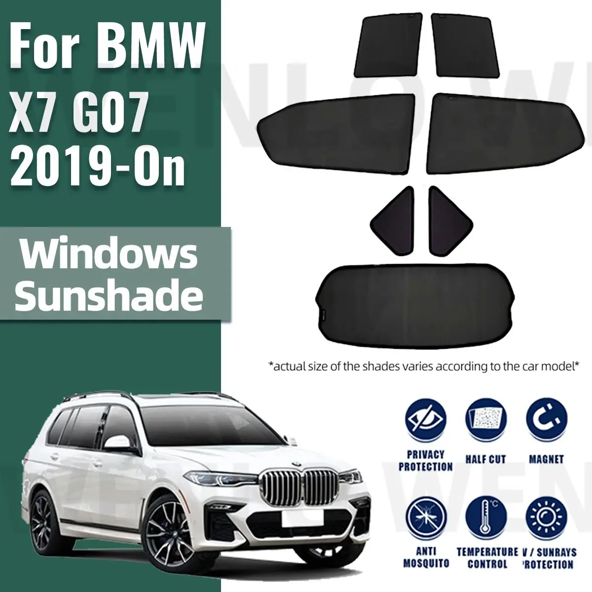 ที่บังแผ่นกรองแสงติดรถยนต์กระจกหน้า2019-2023 G07 X7 BMW, ที่บังแดดกระจกหน้าต่างด้านหลังสำหรับเด็กทารกที่บังแดด