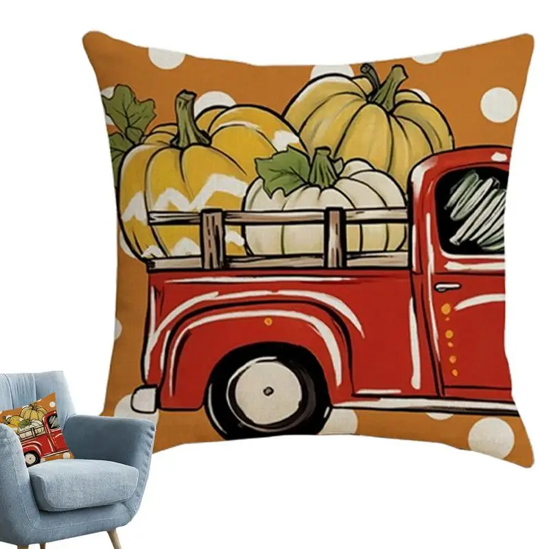 Autumn Throw Pillow Covers 18 X 18 Inch Decorative Pumpkin Gnomes Throw Pillow Covers Linen Farmhouse Cushion Cases Seasonal