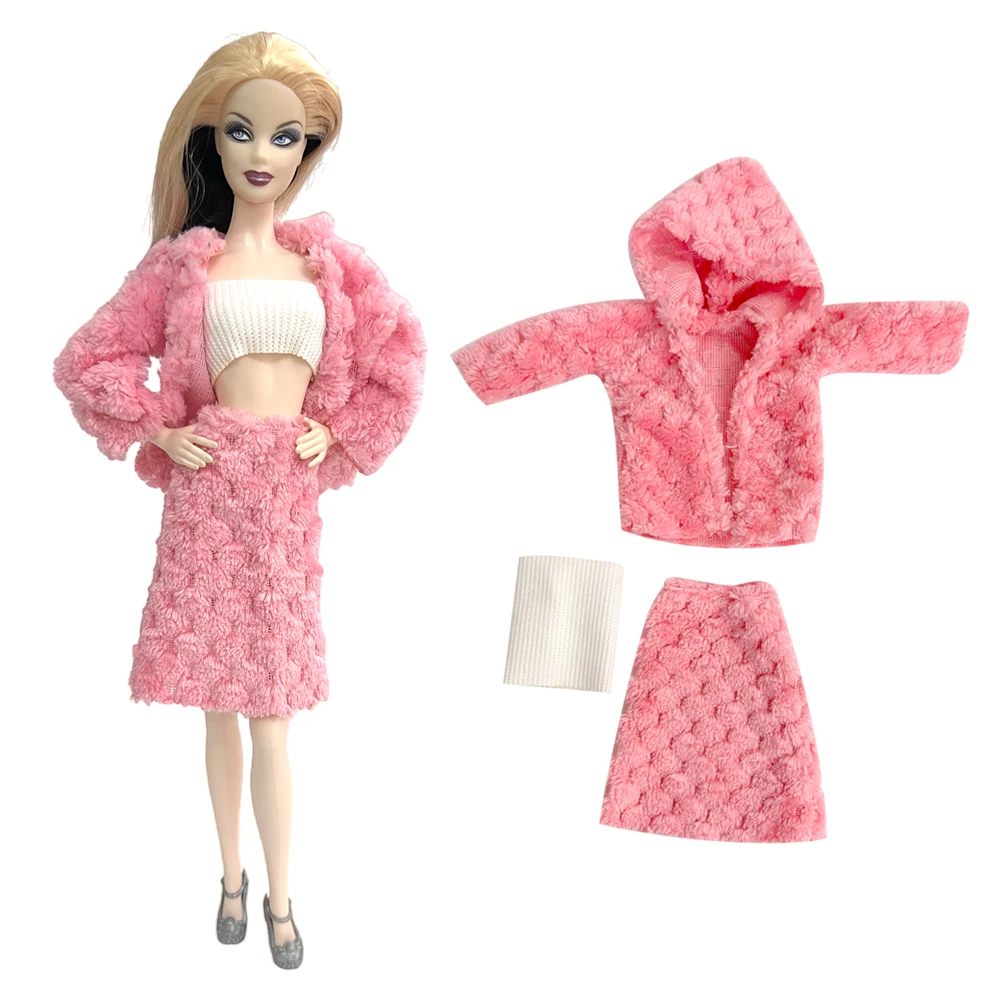 

1 Set Fashion Hooded Coat Tops Pink Dress For 1/6 Doll Clothes Daily Outfit 11.5 Inch Doll Dress Dolls Accessories Baby Toys