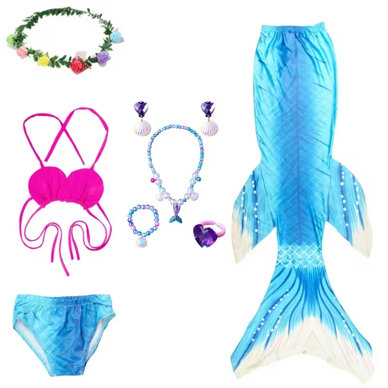 

Kids Mermaid Tail for Girls Swimsuit Children the Little Mermaid Costume Cosplay Beach Bikini Clothes Bathing Suit for Swimming