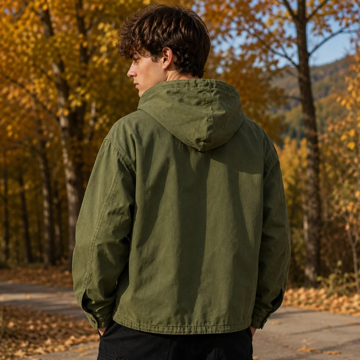 Men's Vintage Military Hooded Pullover Jacket Casual Anorak Utility Workwear Long Sleeve Spring Autumn