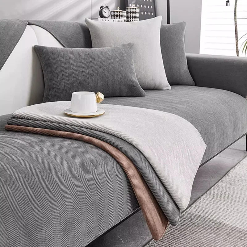 Minimalist Twill Chenille Anti-Slip Sofa Cover Living Room Furniture Decor Couch Cushion Cover Slipcover Sofa Seat