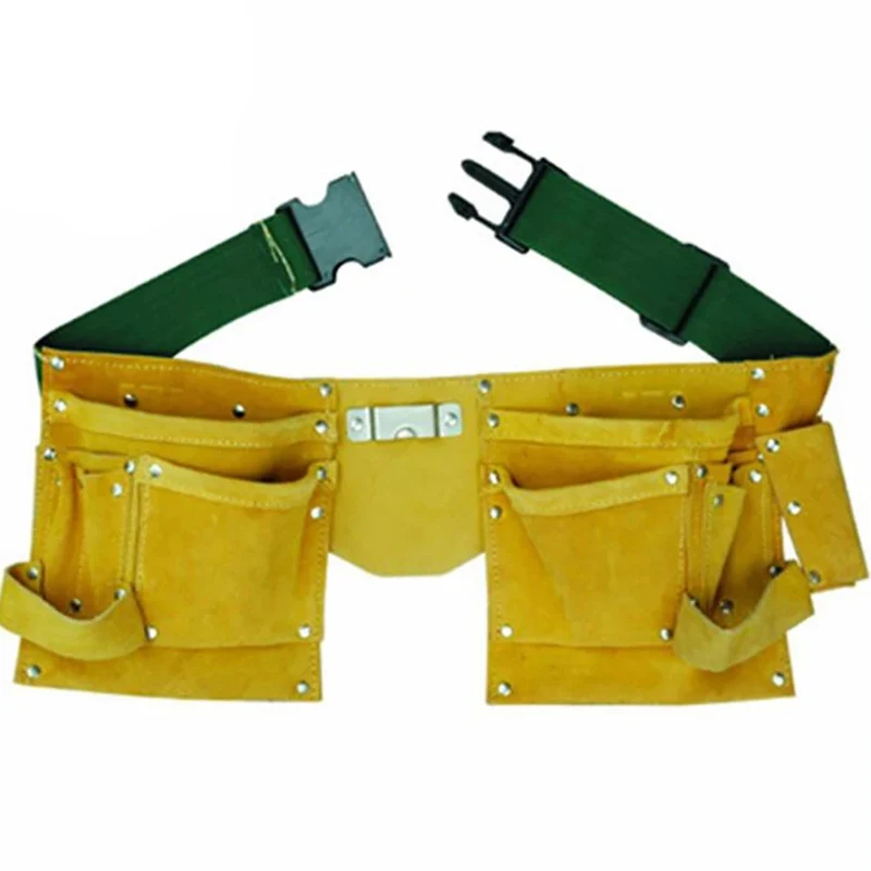 Sac à outils en croûte de cuir de vache Durable, poches à la taille, électricien outil oganiseur, sac à outils, taille réglable pour hommes et femmes