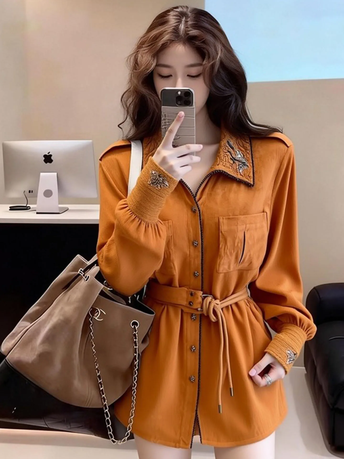 

Весна 2026: Оранжевое, модное, роскошное, в корейском стиле, уникальное, красивое, высококачественное, стильное женское длинное платье...