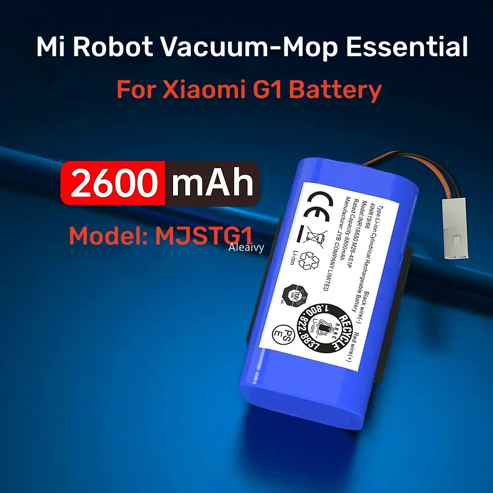 

Original 2600mAh 14.4v Replacement Battery for Xiaomi Mijia Mi Robot Vacuum-Mop Essential G1 MJSTG1 SKV4136GL NCR18650B 3400mAh