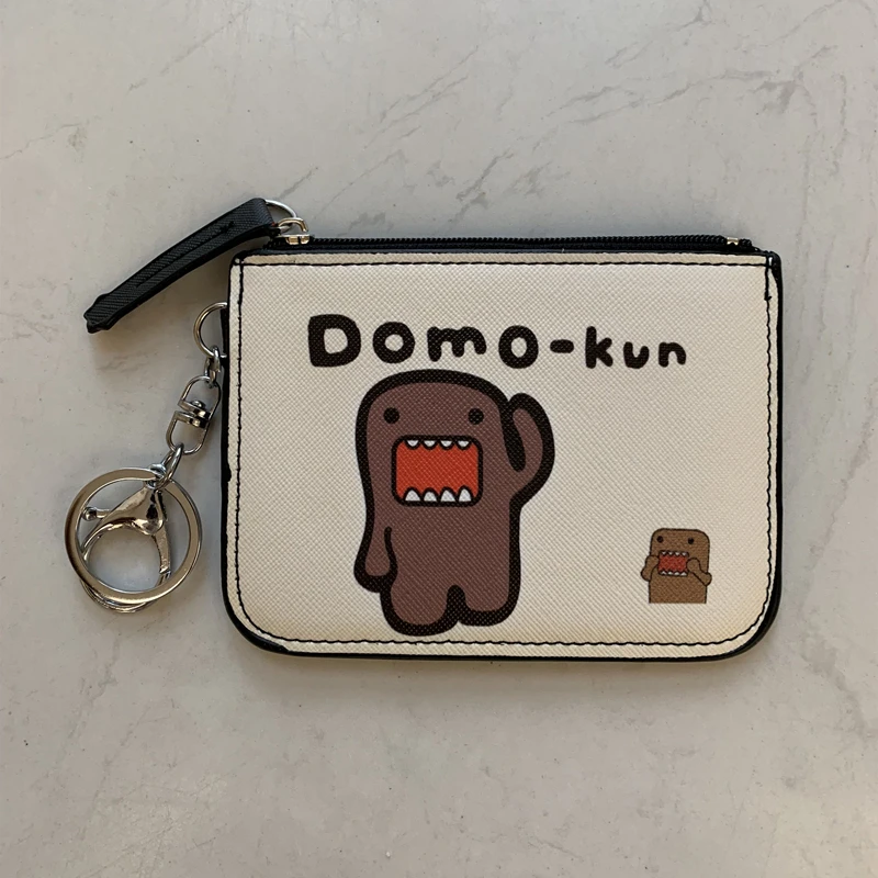 Domo Kun ID Card Holder Case Leather Cute Coin Purse Waller Men Women Bag Keychain Storage Bag