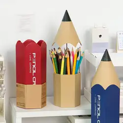 Cute Pencil Holder Capacity Pencil Shape Pen Holder with Dustproof Lid Ideal Organizer for Students Classrooms Desktops Desktop