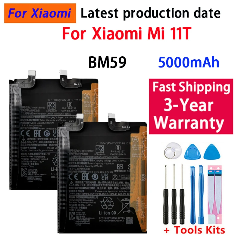 100% High Quality Replacement Battery BM59 For Xiaomi mi 11T Rechargeable Phone 6000mAh Batteries Bateria Fast Shipping