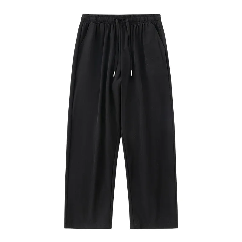 بنطلون رياضي رجالي من الحرير الجليدي سريع الجفاف، بنطلون صيفي خفيف وبارد بأرجل واسعة، بنطلون فضفاض مستقيم الساق مع جيوب وخصر ...