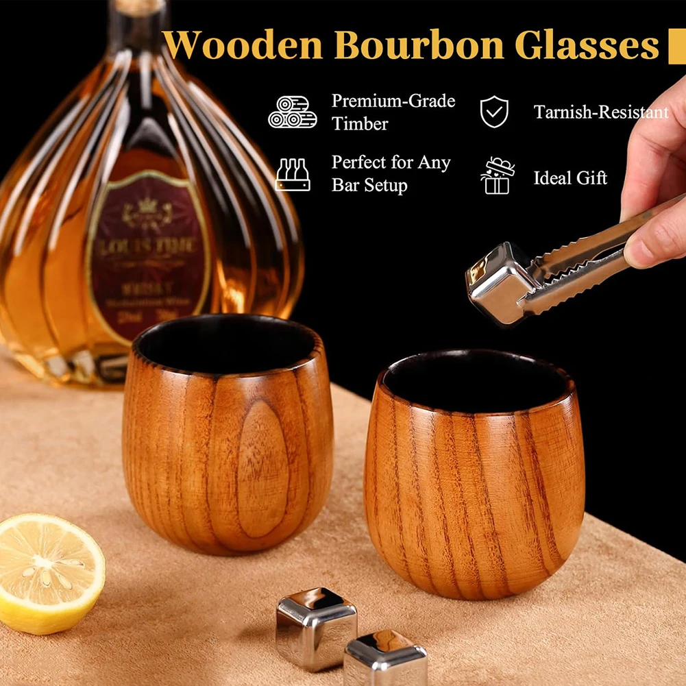 Charred Wooden Whiskey Glasses - Old Fashioned Glass ulasan dan harga