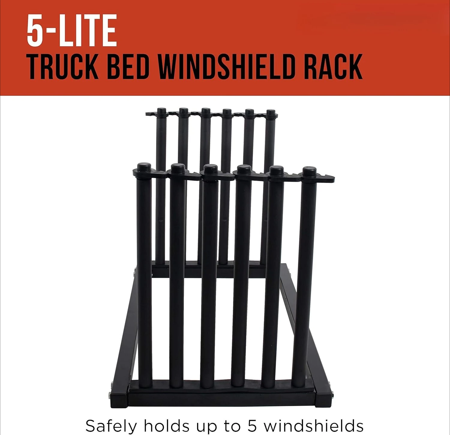 5-Lite Truck Bed Windshield Rack-Mobile 5 Slot Auto Glass Cargo Protection Management Rack,Mast Locks- Replacement Window Holder