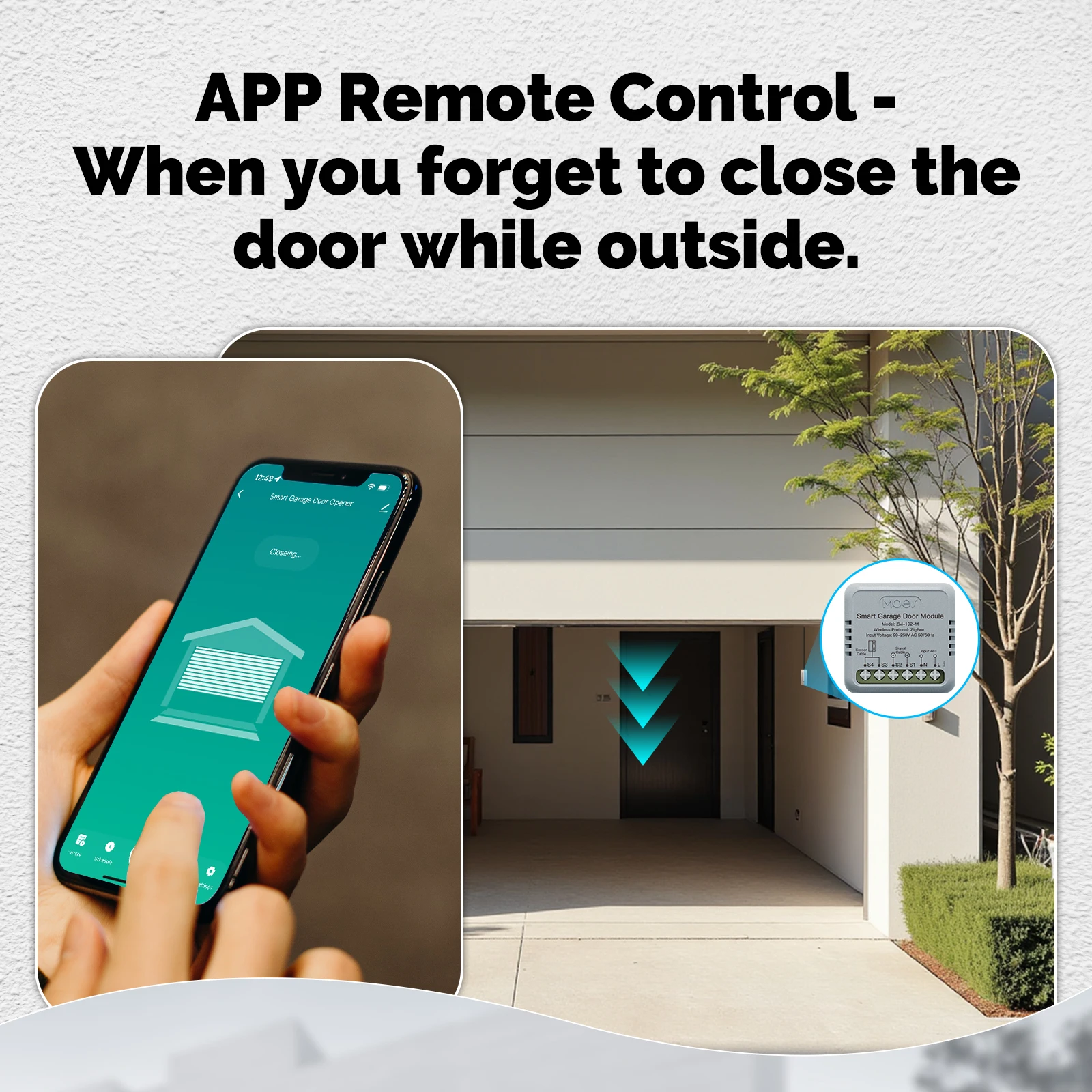 MOES Zigbee Garage Door Controller Module, Works with Tuya/Smart Life, Alexa & Google Home Voice Control, Smart App Remote