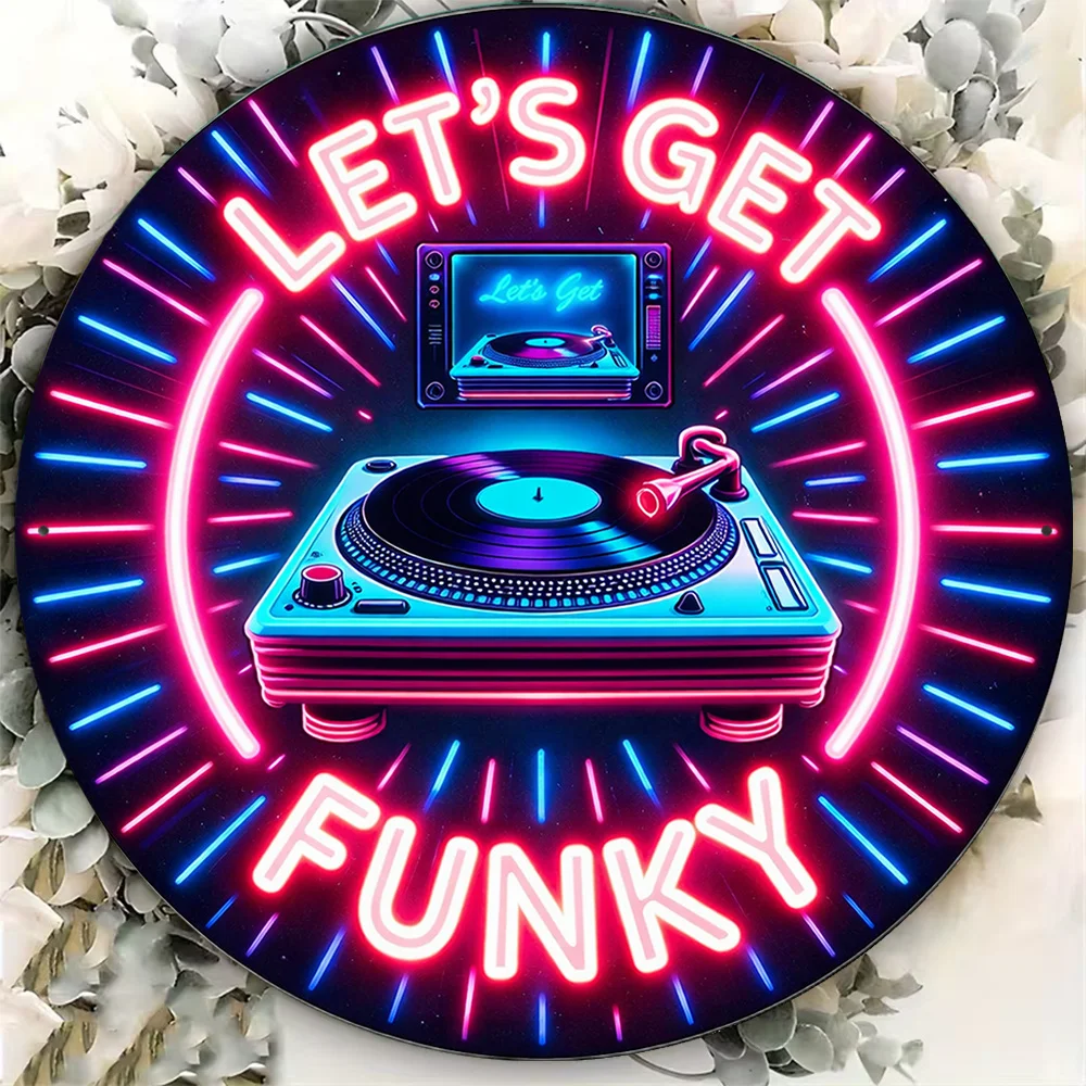 CIFBUY Retro DJ Turntable Aluminum Wall Art Waterproof Durable Music Party Decor for Bar Cafe Game Room