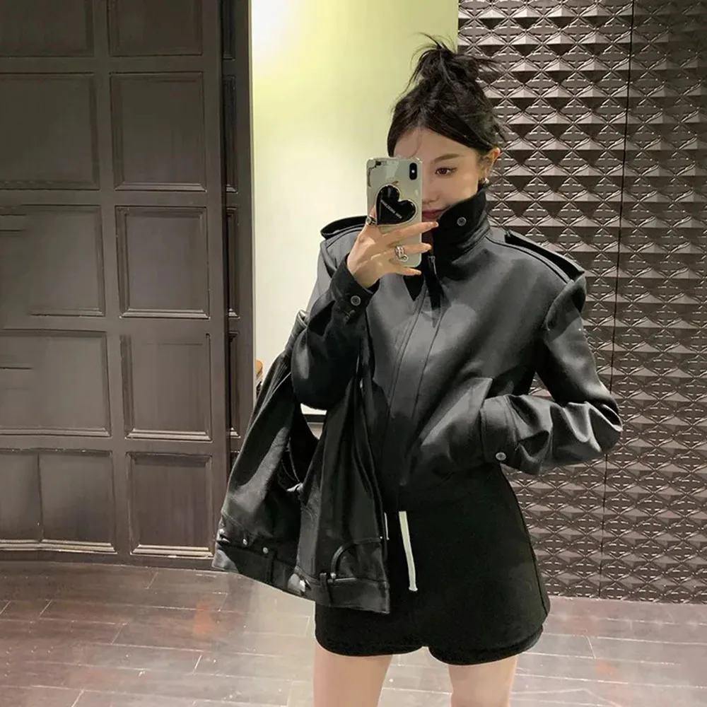 Spring Autumn Elegant Tunic Women Jacket Casual Chic Fashion Slim Tops Coats Long Sleeve Stand Collar Windbreak Roupas Femininas