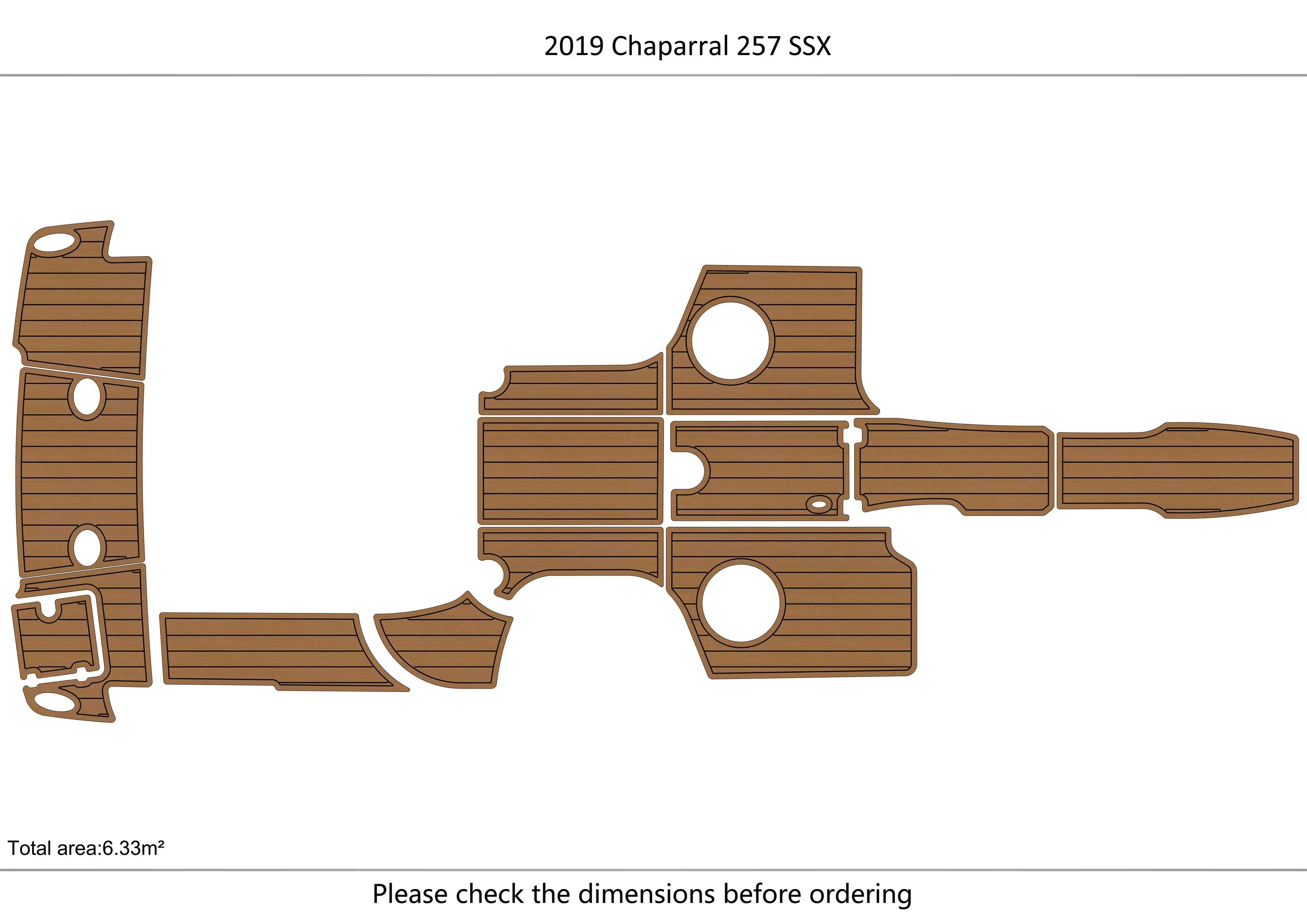 

2019 Chaparral 257 SSX B Cockpit platform 1/4" 6mm EVA fAUX carpet Water Ski Yacht Fishing Boat Non-slip mat floor