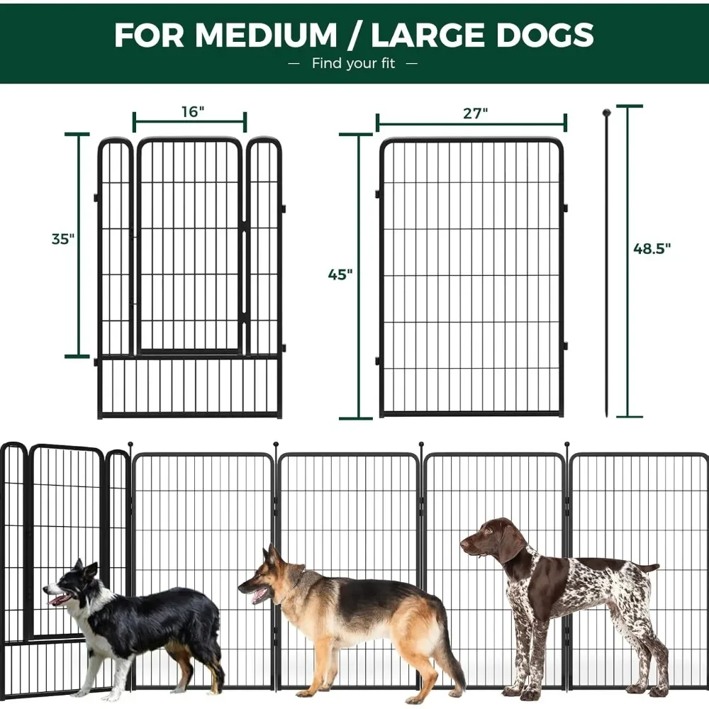 Pet Door 45 Inch 16 Panels Dog Playpen for Yard RV Camping Cat Supplies Products Home Garden