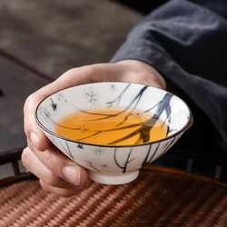 2pcs Chinese Teaware Supplies Blue and White Ceramic Teacup Handmade Boutique Master Cup Home Tea Ceremony Accessories Hat Cup