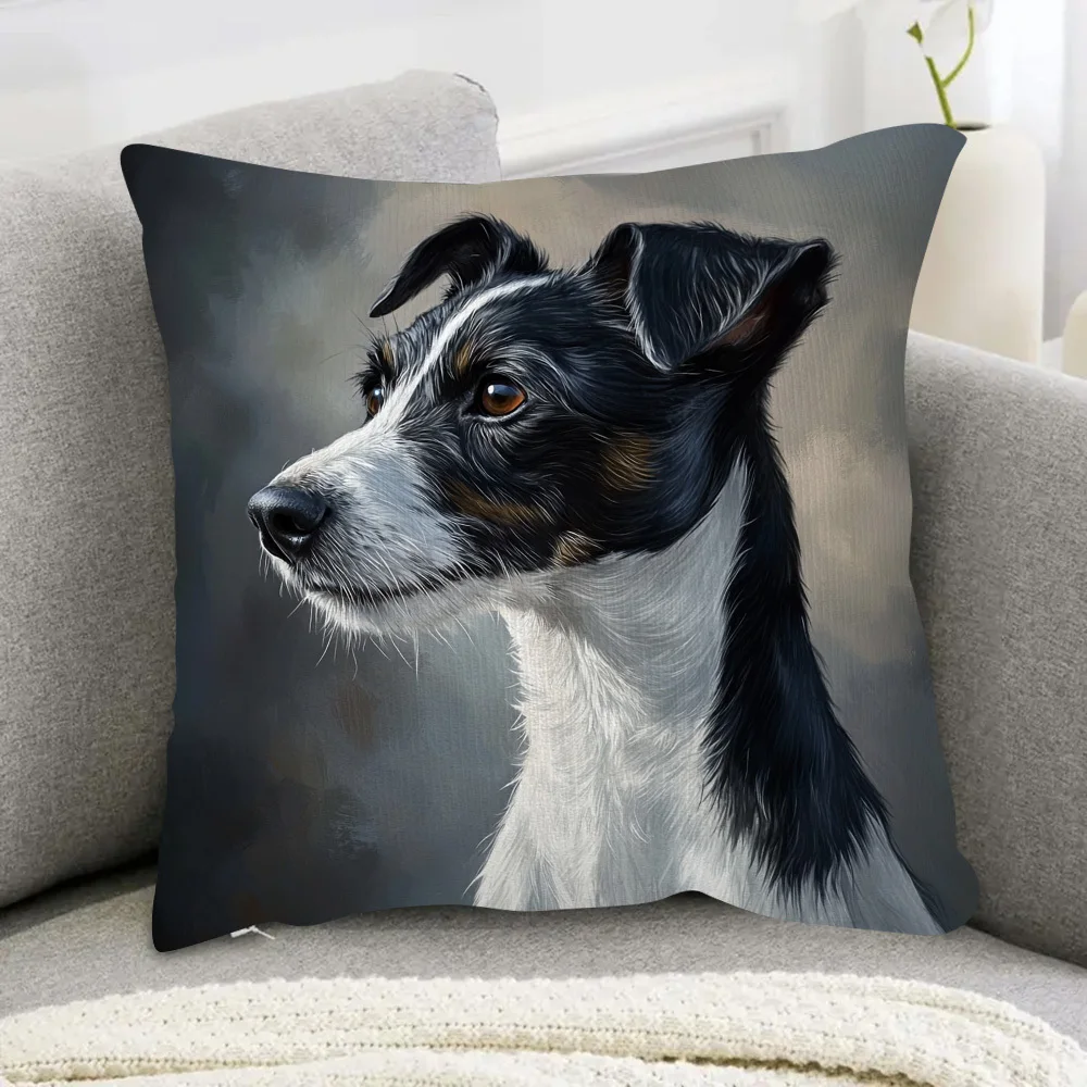 1pcs Short Plush Smooth Fox Terrier Pillow Cover 18x18 Inch Double Sided Print Cushion Case Home Decor