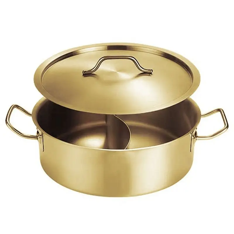 AEE4-Stainless Steel Pot Double Handle Double-Handled Pot Stainless Steel Hot Pot Basin Household Hot Pot Soup Pot A