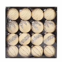 16Pcs Creative Christmas Decoration Pendant 6cm Shatterproof Flocking Christmas Ball Durable Shiny Xmas Tree Hanging Pendants