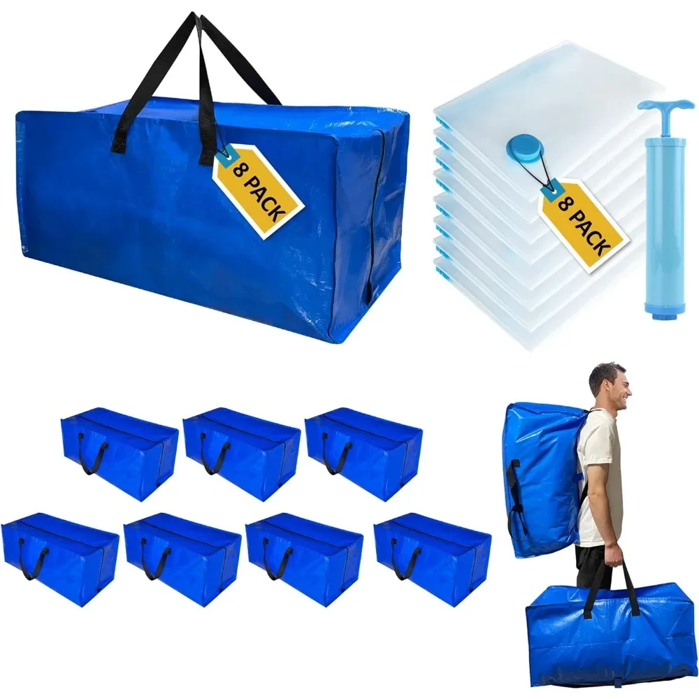 

Heavy Duty Extra Large Moving Bags with Backpack Straps Large Vacuum Storage Bags Moving Supply Combo, Moving Totes with Handles