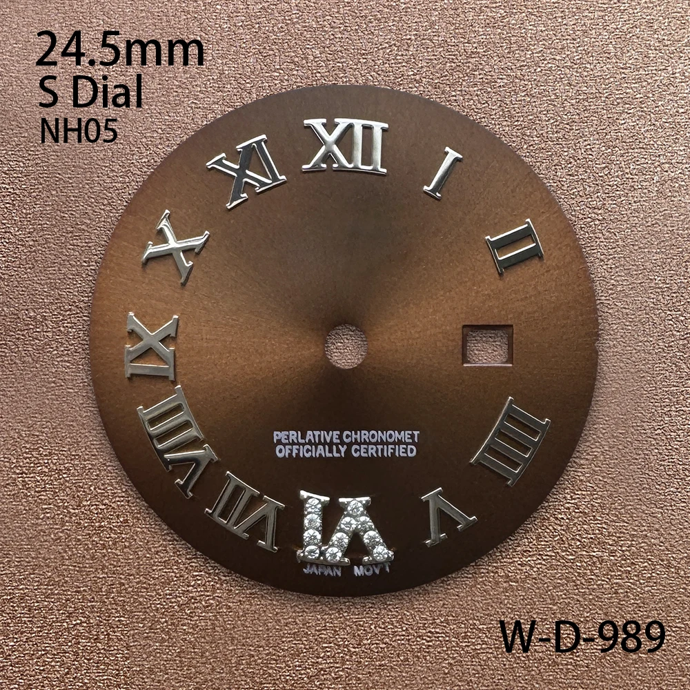 24.5mm S Logo Diamond Rome Dial Suitable For NH05 Janpan Movement Sunray Dial Watch Modification Accessories