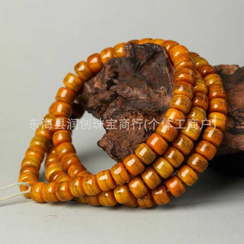 Tibetan-style distressed yak bone bracelet108A vintage Tibetan-style barrel-shaped Buddhist bead made from recycled boneDIYDecor