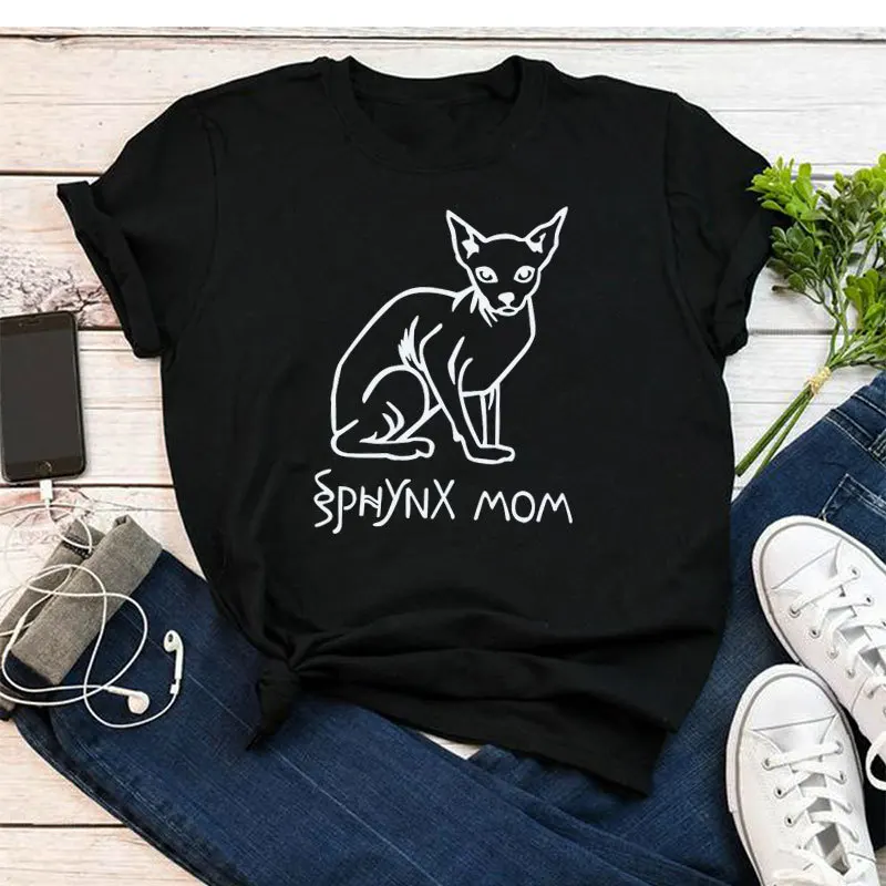 

Women T Shirt Sphynx Mom Printed Tshirt Ladies Short Sleeve Tee Shirt Women Female Tops Clothes clothes