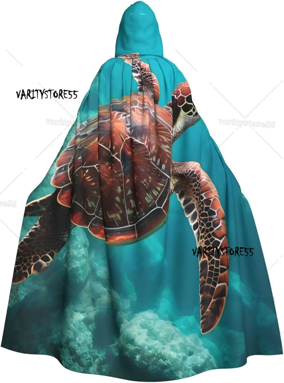

Turtle Swimming Adult Halloween Cloak with Hood Comfortable Party Cape for Costumes Cosplay Halloween Parties Hooded Cloak