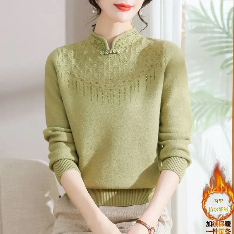

Turtleneck Plus Velvet Thickened Sweater Fashionable Top Women's Autumn and Winter New Knitted Base Shirt Half