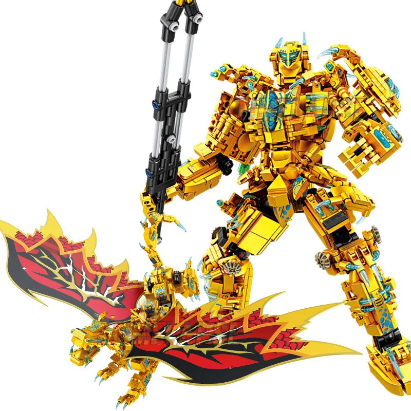 

3in1 Warrior Mechanical Golden X Titans Mechas Chariot Dragons Season 15 Building Blocks Classic Model Sets Bricks Kids Kits