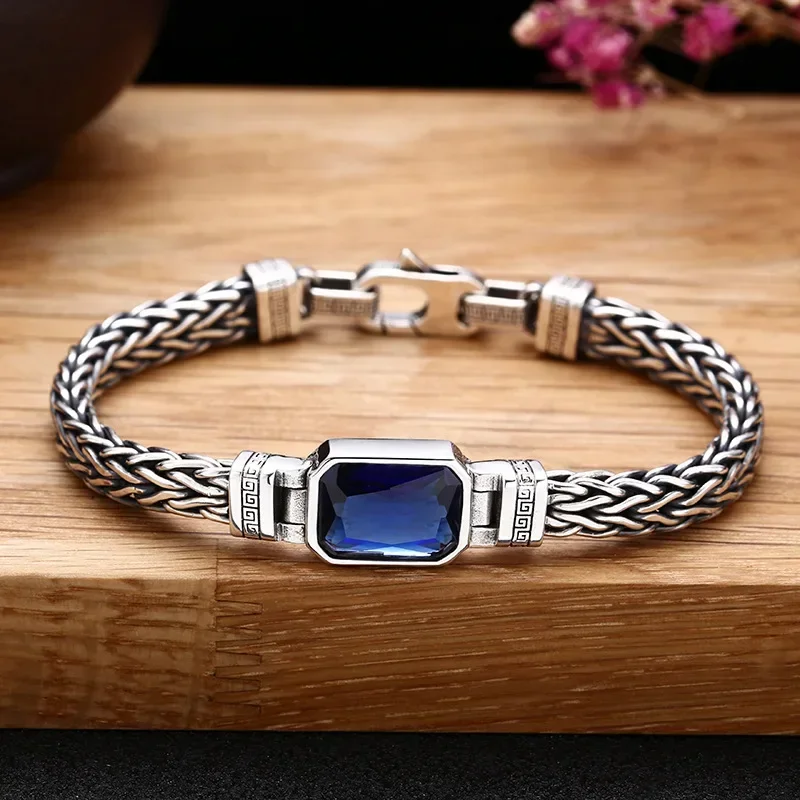 

Silver Color 5MM Handmade Woven Cord Bracelet for Men and Women Retro Fashion Hip Hop Mens Jewelry