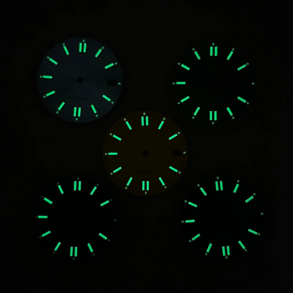 28.5mm S Logo Sunray Dial Fit NH35/NH36/4R/7S Movement Green Luminous High-Quality Watch Modification Accessories 3/3.8/4O'clock
