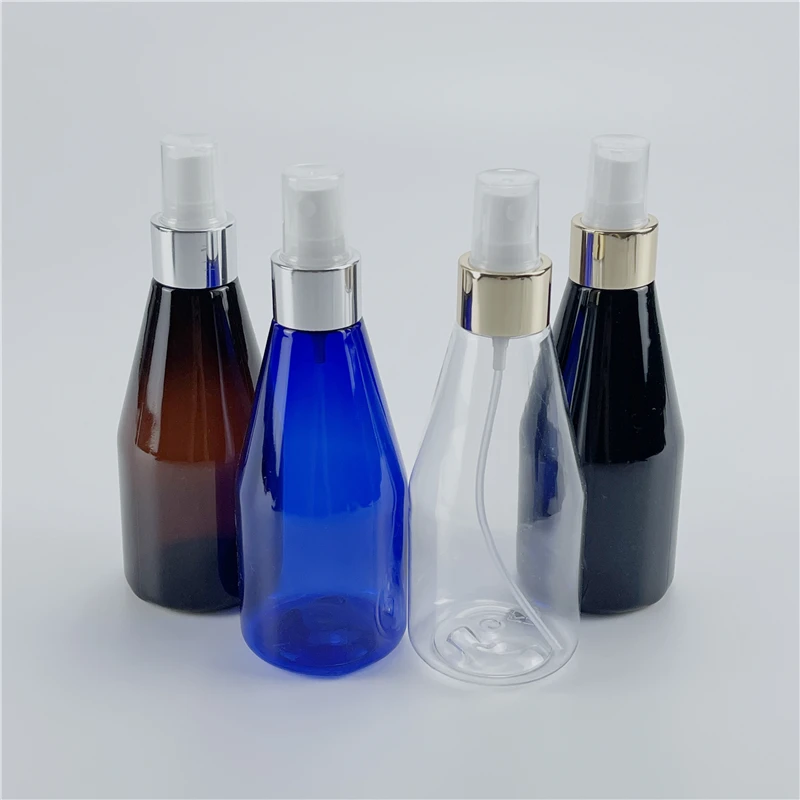 

Multicolor 200ML X 25 Conical Plastic Bottles With Gold Silver Collar Spray Pump Perfume Toner Empty Cosmetic Sprayer Containers