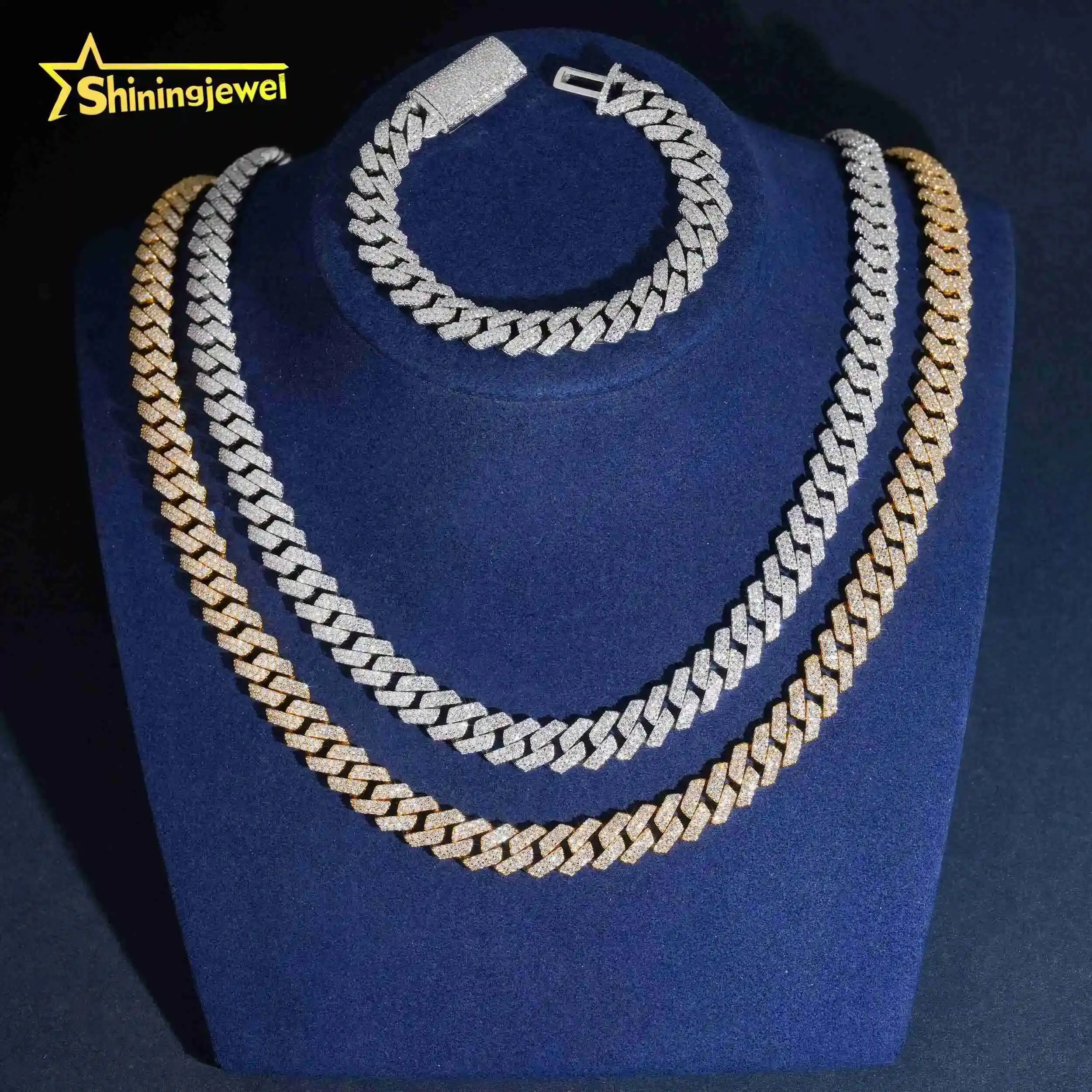 Fashion 10mm BRASS Moissanite Cuban Chain Iced Out Jewelry Moissanite Cuban Necklace Bracelet Custom Hip Hop Diamond Cuban Links