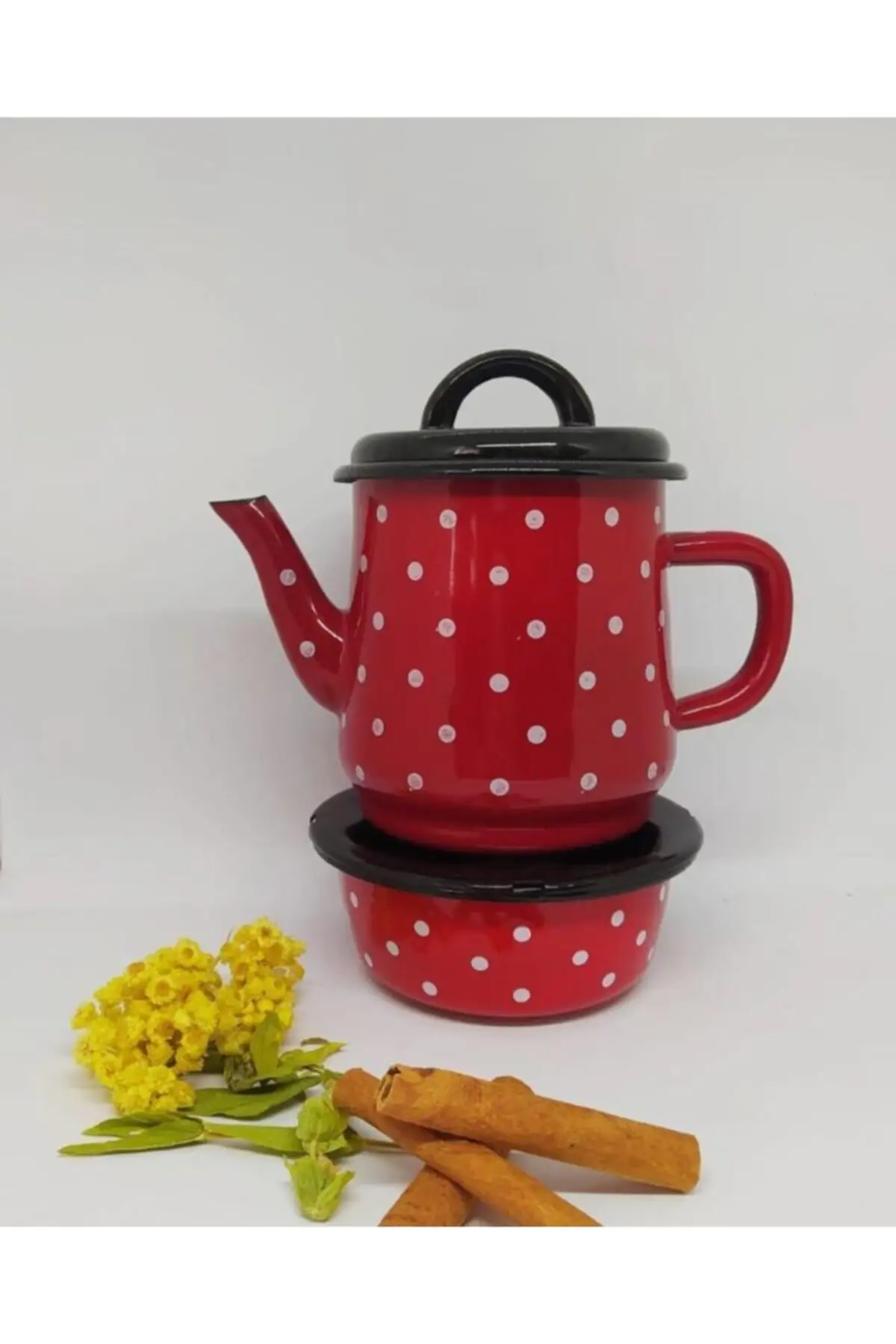 Marbled Enamel Retro Herb Tea Teapot Set