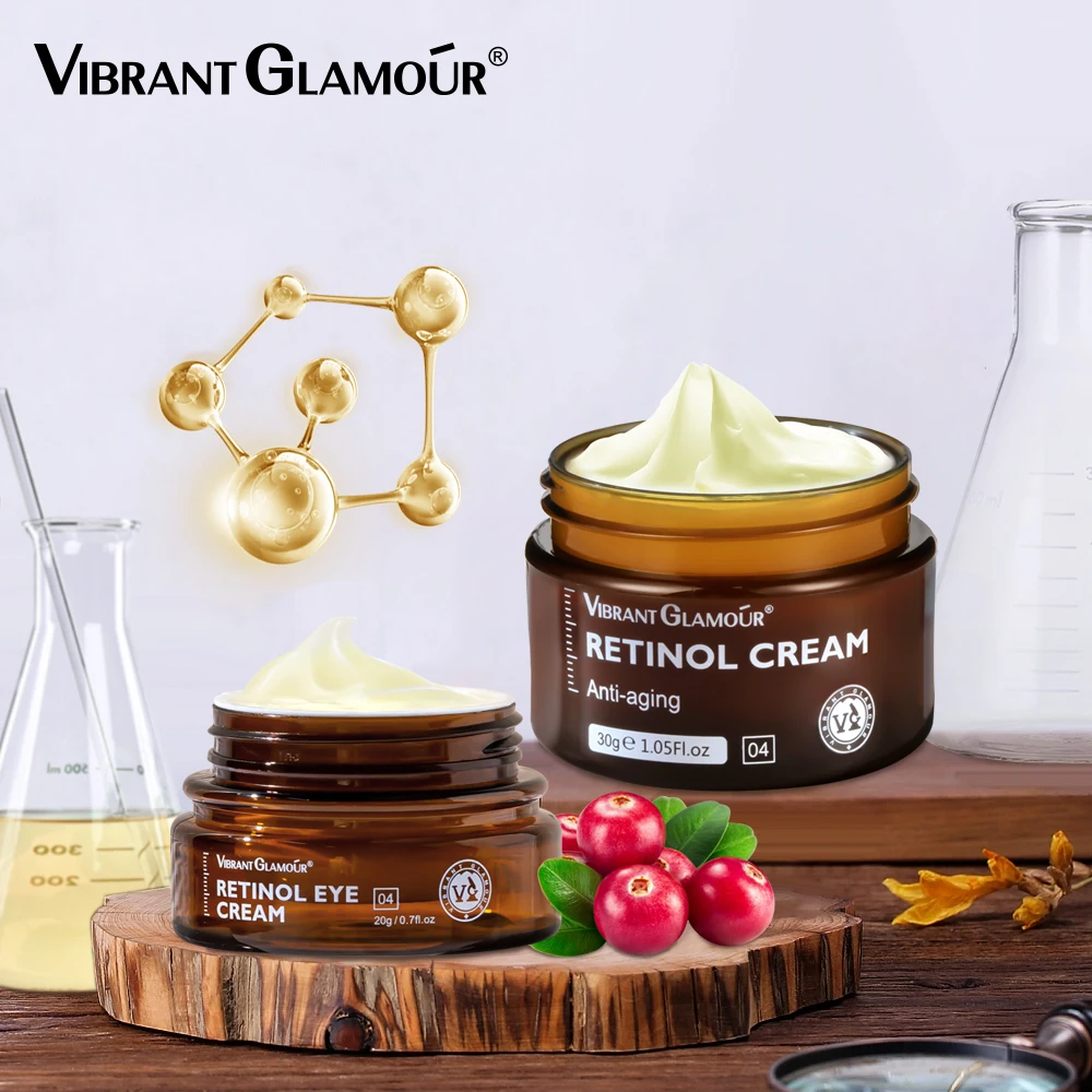 VIBRANT GLAMOUR Retinol Face Cream Eye Cream 2PCS/Set Moisturizing Anti-Wrinkle Reduce Fine Lines Anti-Aging Facial Skin Care