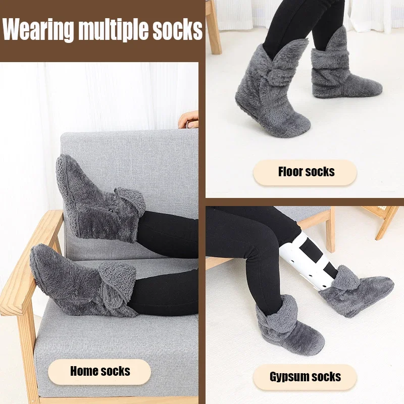 1 Pair Men Women Soft Fluffy Fur Long Bed Socks Fall Winter Ankle Protection Cold Floor Socks Home Warm Cozy Slippers Socks