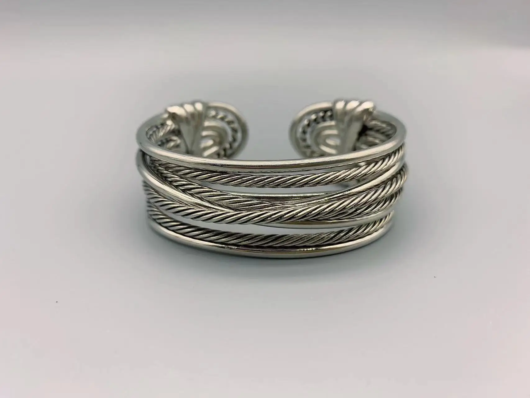 Le Han Jewelry Silver  Crossover Many Row Cuff Bracelet  23 MM