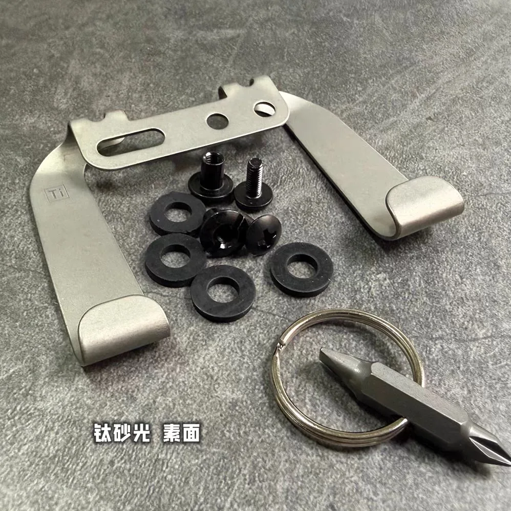 TC4 Titanlegierung Doppelklemmvorrichtung Rückenclip Lederclip Gürtelclip Schraubzubehör EDC K-Board Messerscheide-Clip – Detail 7
