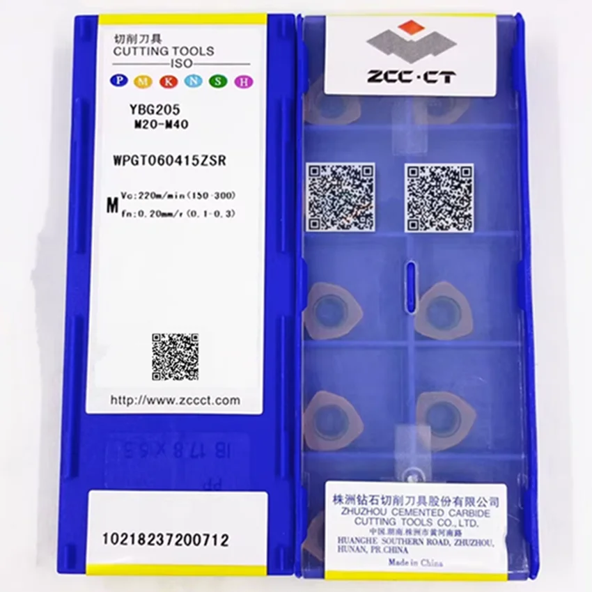 WPGT060415ZSR YBG205/WPGT080615ZSR YBG205/WPGT090725ZSR YBG205/WPGT080615ZSR YB9320 WPGT ZCC.CT CNC carbide inserts 10pcs/box