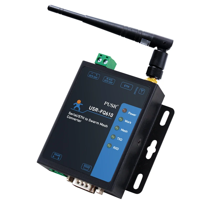 PUSR Serial/Ethernet to Wireless Swarm Converter 1*RS232/1*RS485/1* Ethernet, Supporting TCP UDP USR-FQ610