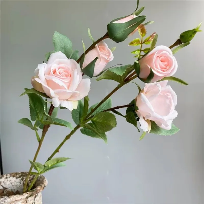 NEW delicate roses branch 5 heads silk artificial flowers home wedding decoration flores Christmas decor room tabel arrangement