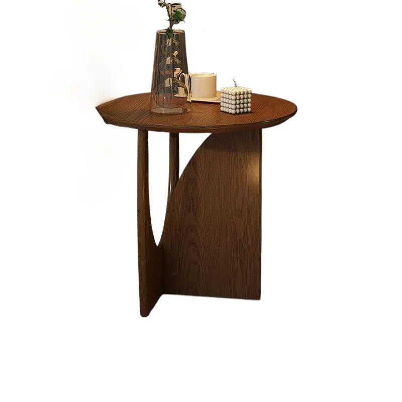

Solid wood coffee table oval Nordic simple living room household medieval small apartment bed and breakfast tea table