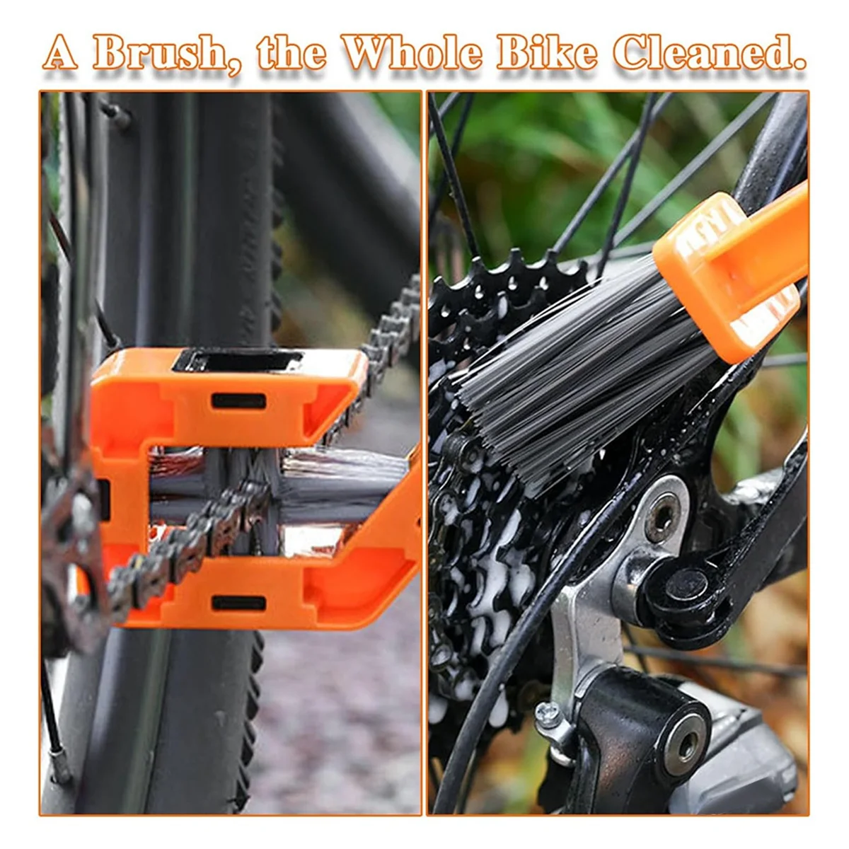 QA88X Spazzola per catena da 2 pezzi, spazzole per pulizia catena completamente chiuse per motociclette sporche all'aperto, detergente per catene per motociclette